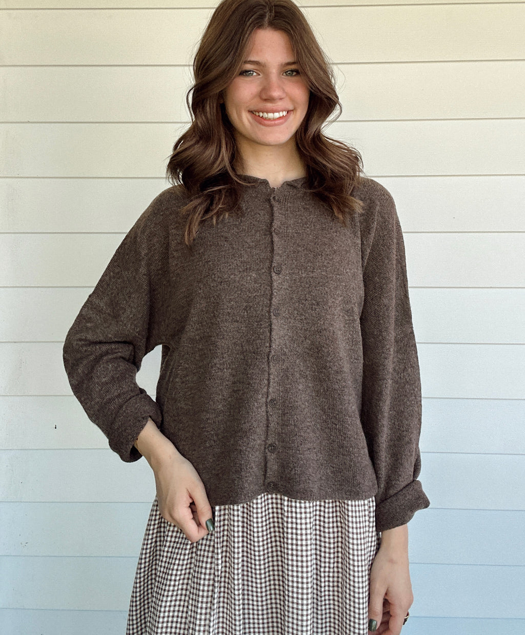 The Cozy Day Cardigan- Brown