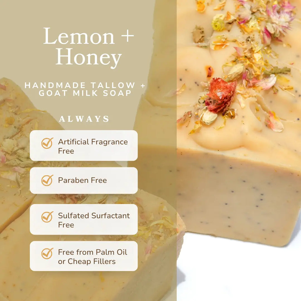 Lemon + Honey + Poppy Seed | Goat Milk Soap | Tallow Soap