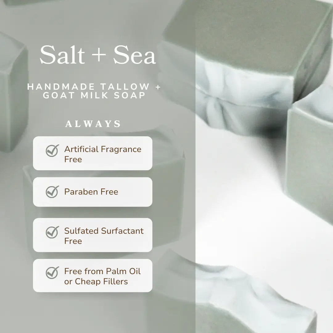 Salt + Sea Bar Handmade Tallow and Goat Milk Kefir Soap