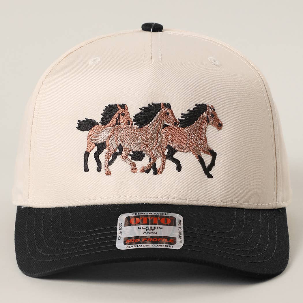 Horses Embroidery Trucker Hat